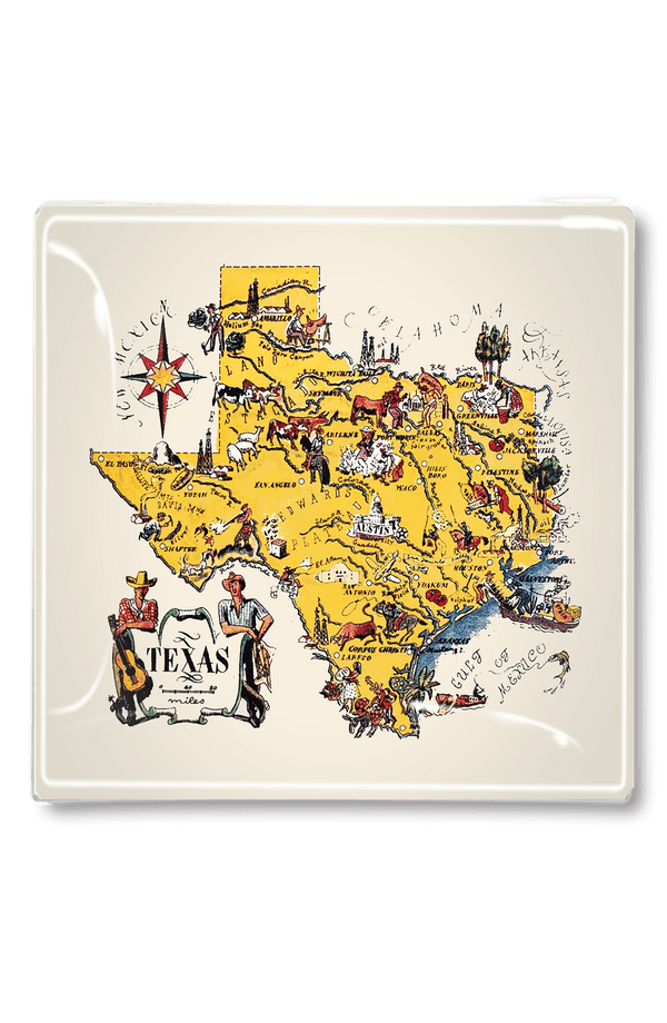 Vintage Texas State Illustration Decoupage Tray - Wholesale Ben's Garden 