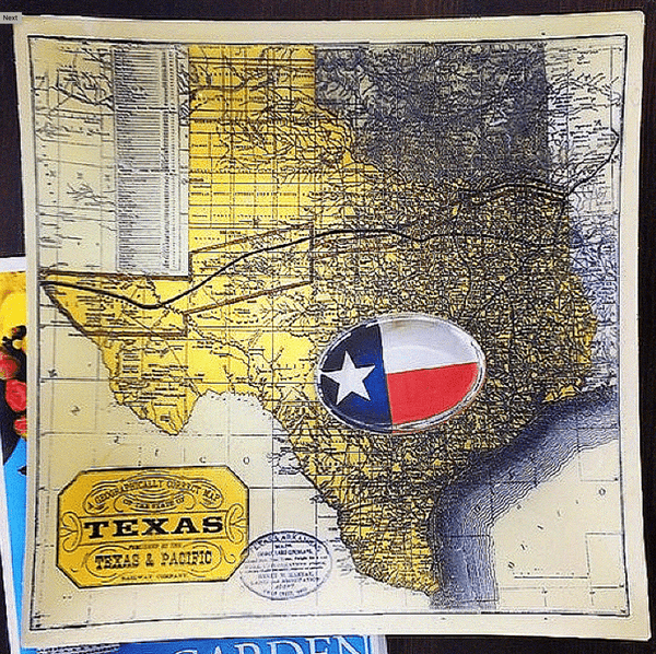 Vintage Texas State Map Decoupage Glass Tray - Wholesale Ben's Garden 