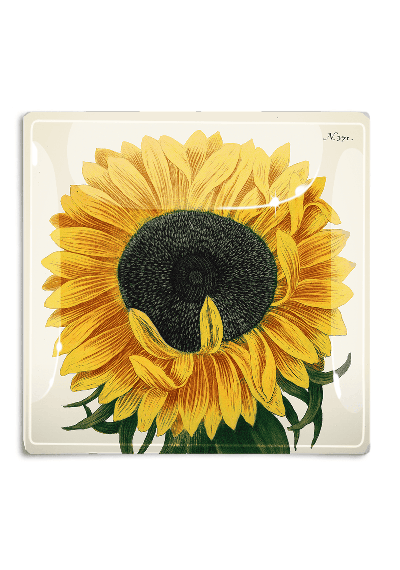 Bensgarden.com | Yellow Sunflower Decoupage Glass Tray - Bensgarden.com