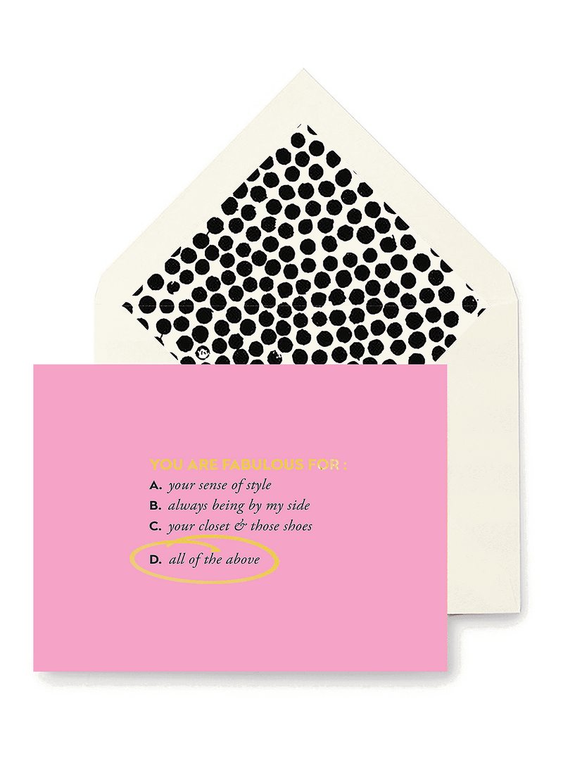 Min. Case Pack // You Are So Fabulous For Greeting Card, Single Folded Card