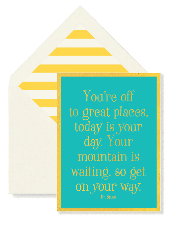 Min. Case Pack // You're Off To Great Places. Greeting Card, Single Folded Card