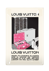 Louis Vuitton Pink Suitcase Decoupage Glass Tray