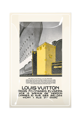 Louis Vuitton Golden Steamer Trunks Decoupage Glass Tray