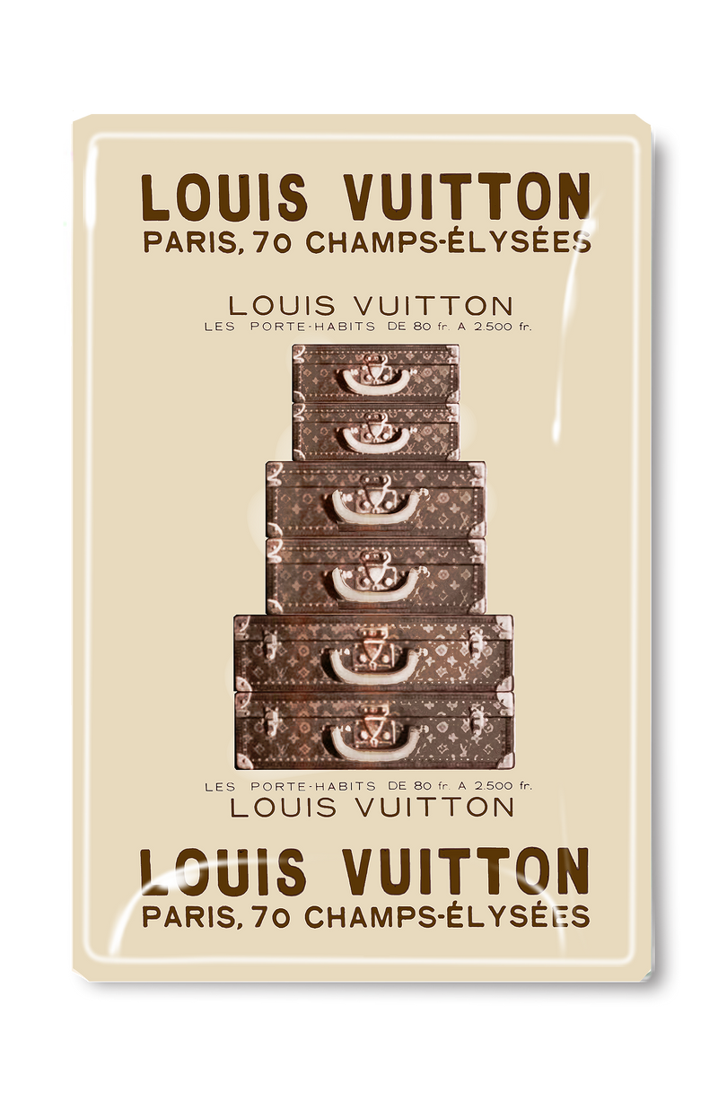 Vintage Louis Vuitton Luggage Trunks Decoupage Glass Tray